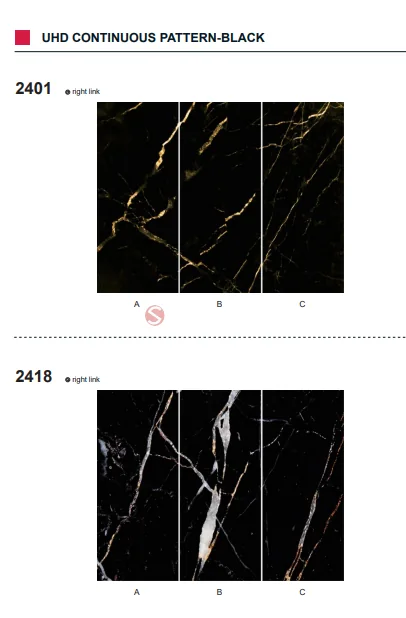 Material reference showing selected continuous black stone-effect panel sequences