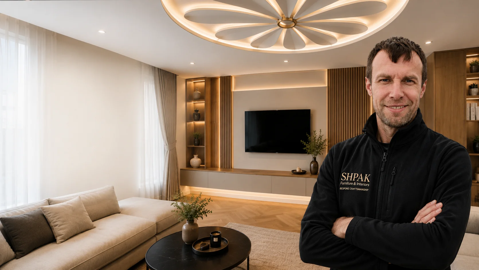 SHPAK Furniture & Interiors owner in a finished living interior