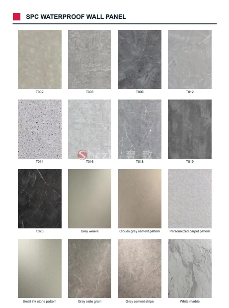 SPC waterproof wall panel stone and mineral finish collection