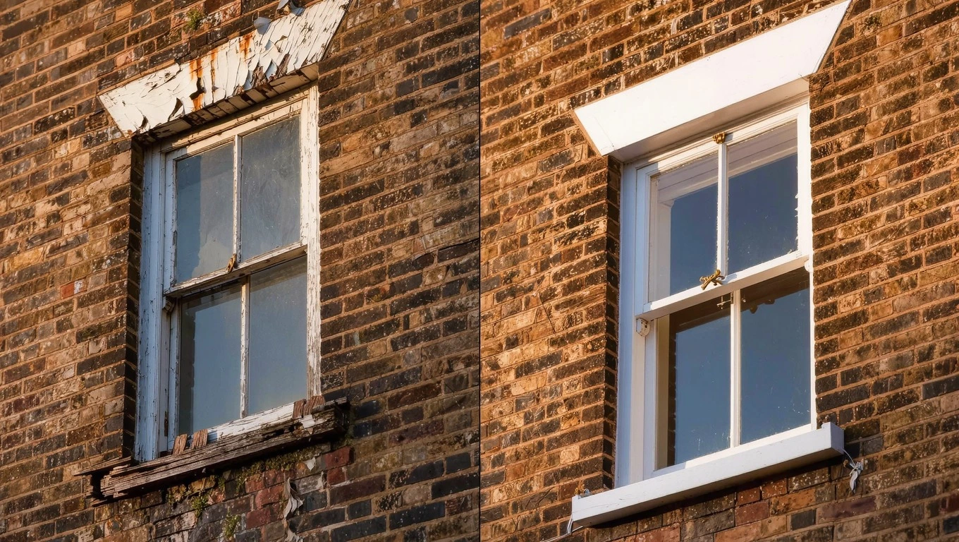 Period window repair Bridgwater before and after